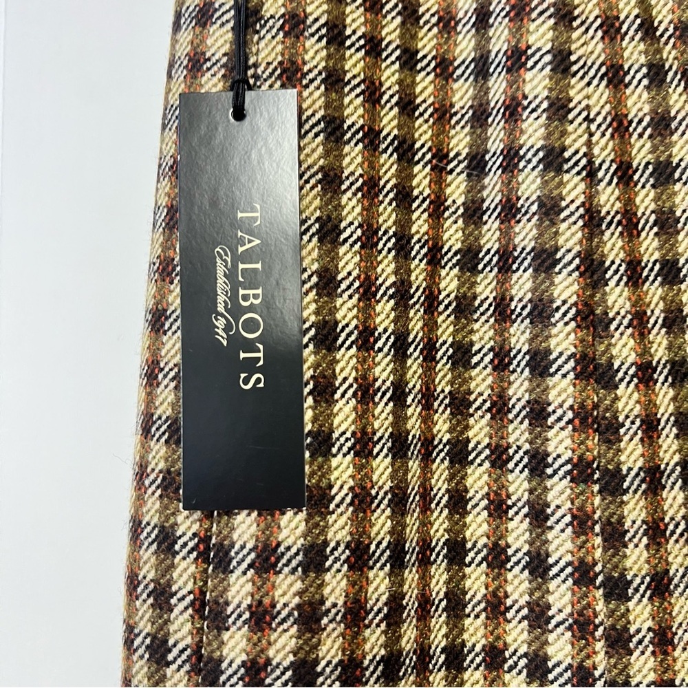Talbots Wool Plaid Skirt Size 10 NWT Brown Tweed A-Line Flare Lined Classic - Picture 2 of 9